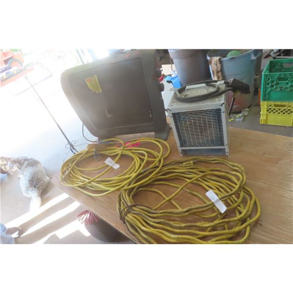 2 Heavy-Duty Extension Cords and 2 Electric Heaters