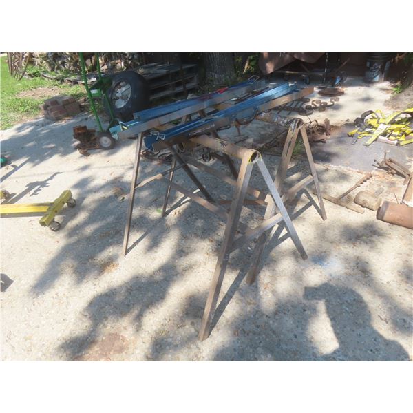 2 Steel Sawhorses and 2 Mastercraft Folding Sawhorses