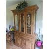 Image 1 : Oak 2-Piece China Cabinet, Lighted
