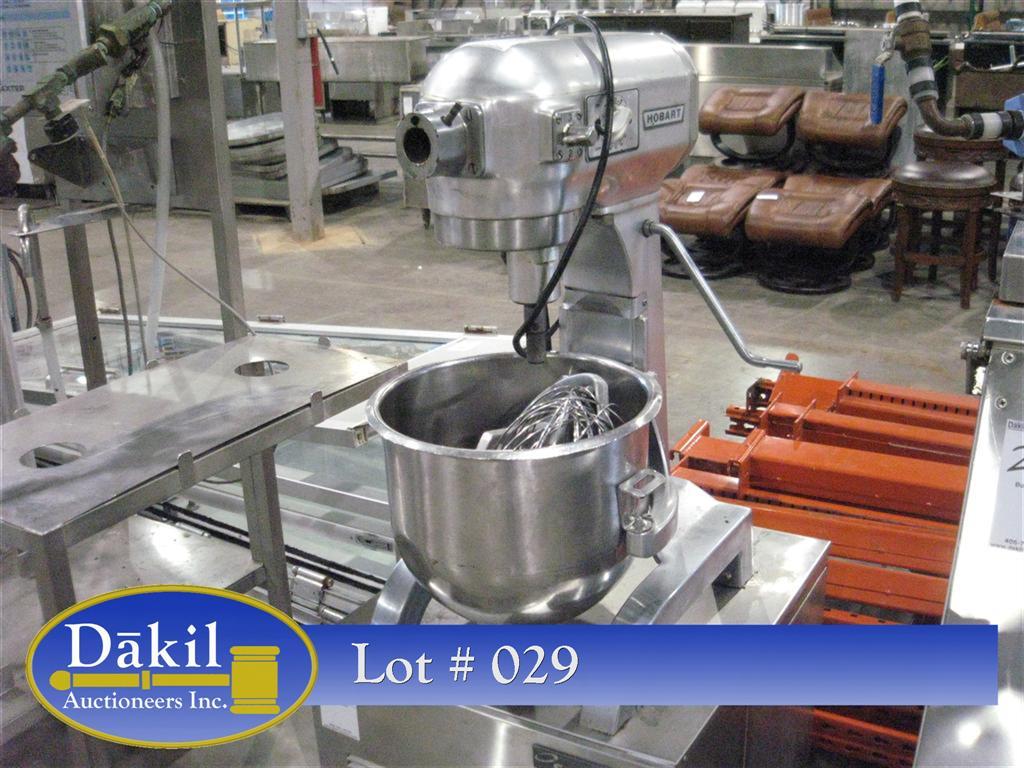HOBART MIXER W/ STAINLESS STEEL BOWL AND WHIP, PADDLE & HOOK ATTACHMENTS