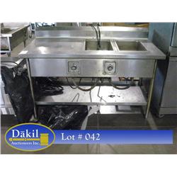 60" 2 COMPARTMENT STEAM TABLE W/ WORKTOP