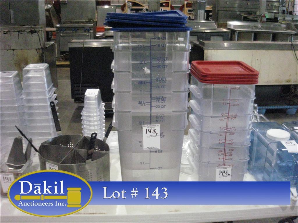 PLASTIC BINS & LIDS (X5)