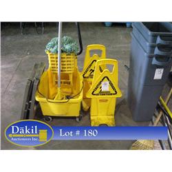 MOP, BUCKET, & CAUTION SIGNS
