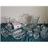 Image 1 : Clear Pressed and Cut Glassware, Including Mikasa Bowl