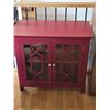 Image 1 : Red Wooden Cabinet With Glass Pane Double Doors