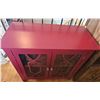 Image 4 : Red Wooden Cabinet With Glass Pane Double Doors