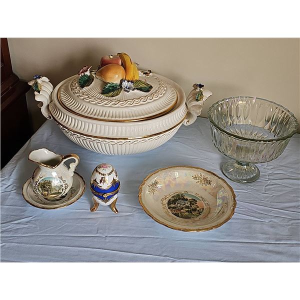 Decorative Ceramic and Glass Tableware Lot