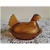 Image 1 : Amber Glass Hen on Nest Covered Dish