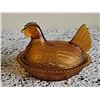 Image 3 : Amber Glass Hen on Nest Covered Dish