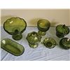 Image 3 : Green Pressed Glass Dishes and Candy Containers, 7 Pieces
