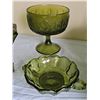 Image 7 : Green Pressed Glass Dishes and Candy Containers, 7 Pieces