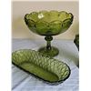 Image 8 : Green Pressed Glass Dishes and Candy Containers, 7 Pieces