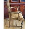Image 4 : National Table Co. Oak Armchair with Upholstered Seat