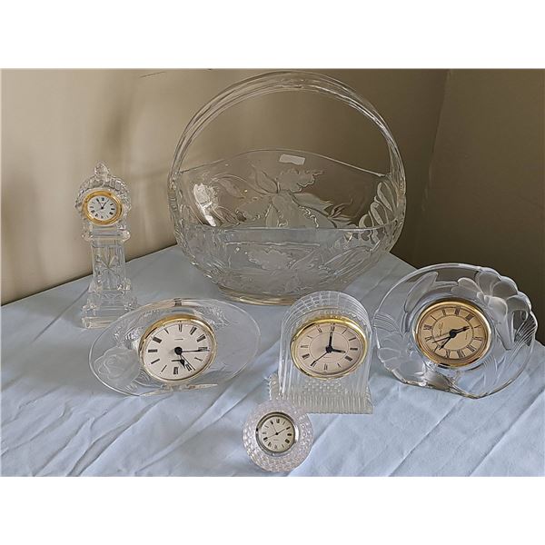 Crystal Clocks Collection With Irena Poland Floral Bowl