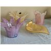 Image 1 : 4 Pulled Feather Art Glass Vases and Bowl