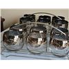 Image 1 : 12 Silver Rimmed Floral Glasses with Dual Metal Caddies