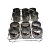 Image 3 : 12 Silver Rimmed Floral Glasses with Dual Metal Caddies
