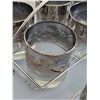 Image 5 : 12 Silver Rimmed Floral Glasses with Dual Metal Caddies