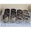 Image 6 : 12 Silver Rimmed Floral Glasses with Dual Metal Caddies