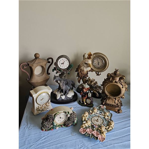 Tabletop Decorative Quartz Clocks, Lot of 7
