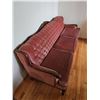 Image 2 : Mahogany Carved Frame Tufted Velvet Sofa