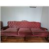 Image 6 : Mahogany Carved Frame Tufted Velvet Sofa