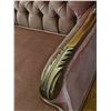 Image 3 : Upholstered Armchair with Carved Wood Detail