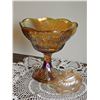 Image 1 : Carnival Glass Compote and Marigold Glass Bunny Trinket