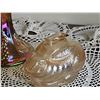 Image 2 : Carnival Glass Compote and Marigold Glass Bunny Trinket