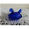 Image 2 : Cobalt Blue Glass Hen on Nest Covered Dish Minature