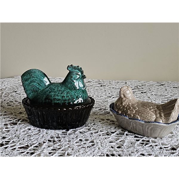 Ceramic Hen on Nest Covered Dishes