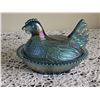 Image 1 : Indiana Glass Blue Carnival Hen on Nest Covered Dish