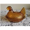 Image 1 : Amber Glass Hen on Nest Covered Dish