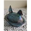 Image 3 : Blue Carnival Glass Hen on Nest Covered Dish