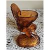 Image 3 : Amber Glass Turkey Covered Candy Dish