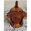 Image 4 : Amber Glass Turkey Covered Candy Dish