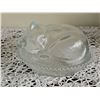 Image 1 : Clear Glass Cat Covered Dish