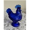 Image 1 : Cobalt Blue Glass Rooster Covered Dish