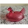 Image 1 : Ruby Red Pressed Glass Hen on Nest Covered Dish