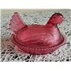 Image 4 : Ruby Red Pressed Glass Hen on Nest Covered Dish