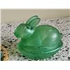 Image 4 : Three Coloured Glass Bunny Covered Dishes