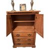 Image 2 : Oak Cabinet With Drawer Storage, Lamps, Clock, and Photo Frame