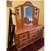 Image 1 : Oak Dresser With Mirror and Hardware/Bedframe