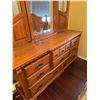 Image 3 : Oak Dresser With Mirror and Hardware/Bedframe