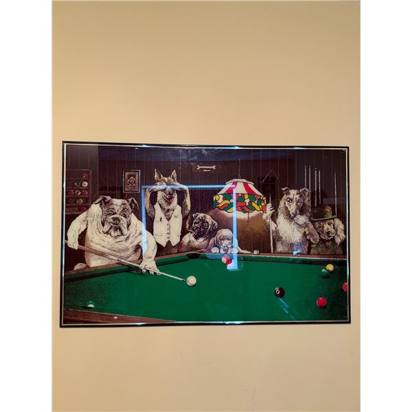 Framed  Dogs Playing Pool  Print by Fortune & Frame