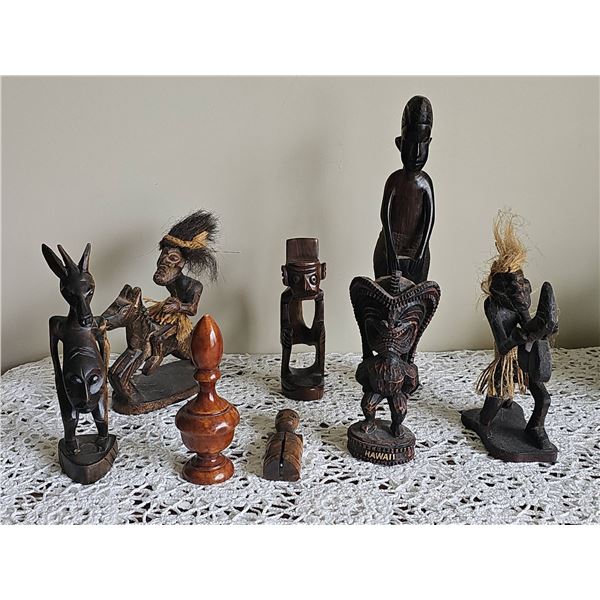 Carved Wood Tribal Figurines and Sculptures Group Lot