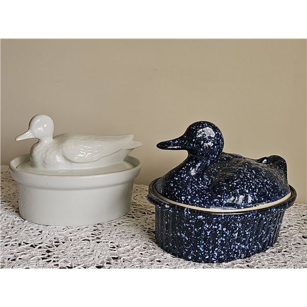Ceramic Duck-Shaped Covered Dishes