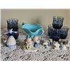 Image 1 : Blue Glass and Ceramic Figurines and Tableware Lot