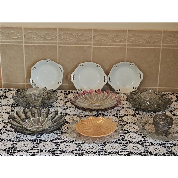 Pressed Glass and Porcelain Dish Lot