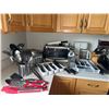 Image 1 : Kitchen Appliance and Utensil Lot: Toaster, Toaster Oven, Coffee Maker, Flatware, Knives